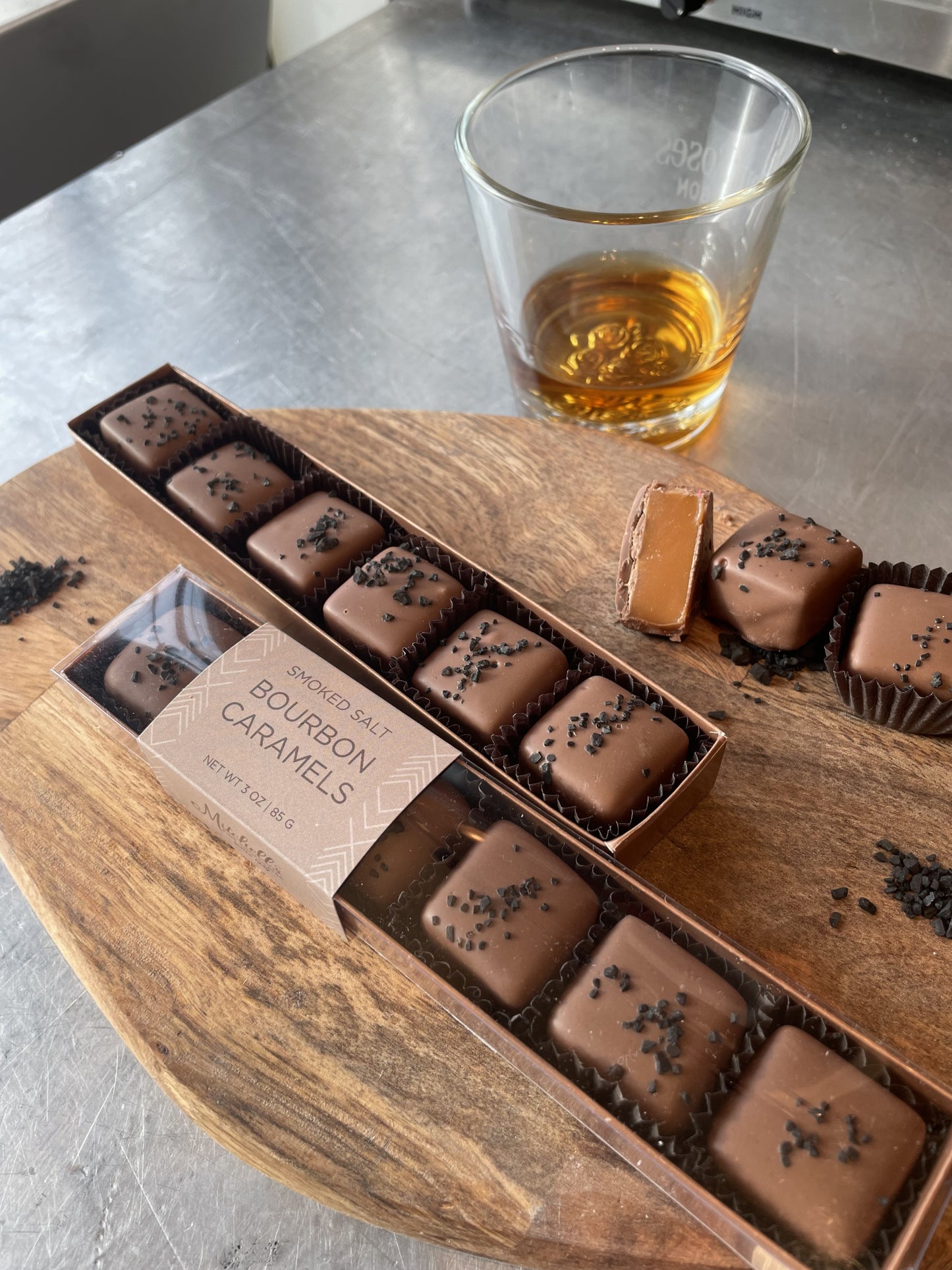Bourbon Smoked Salt Caramels